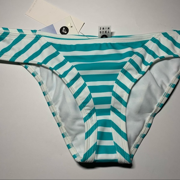 Sz. Med Roxy turquoise white stripe NWT bikini bottom - Picture 7 of 12